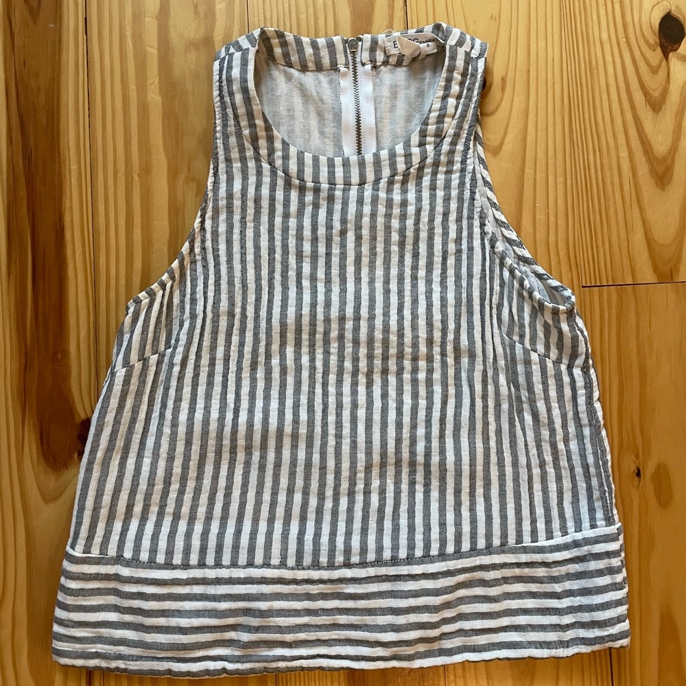 BCBGeneration Gray and White Striped Tank Top